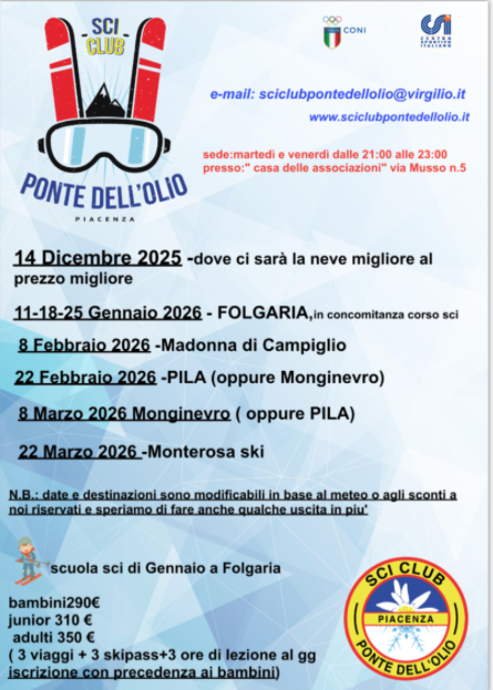 Calendario stagione 2025/26.